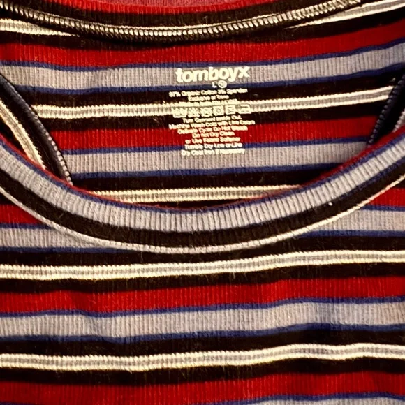 Striped Sleeveless Crop Organic Cotton Rib Bra Tomboyx - Picture 2 of 3